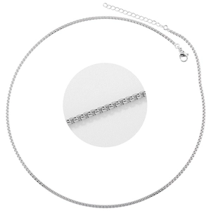 Silver 18K gold plated copper box chain necklace with adjustable extension and lobster clasp