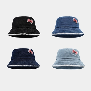 Women Denim Bucket Hat With Gingham Bow And White Lace Trim Wide Brim Sun Protection Casual Fisherman Cap Sweet Style