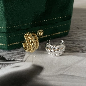 Twisted Wire Stud Earrings 925 Sterling Silver Minimalist Braided Texture C-Shaped Accessory For Women