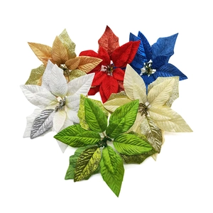 Fleurs de poinsettia artificielles scintillantes multicolores pour décoration de Noël