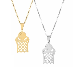 Basketbal Hanger Ketting Roestvrij Staal Sport Mand Net Bedeltje Sieraden Koppel Hip Hop Voor Heren Dames