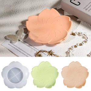Silikonform Für DIY Harz Blumenplatte Schmuck Aufbewahrungstablett Untersetzer Herstellung Kirschblüte Form Handwerk