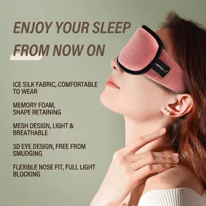 Pink 3D ergonomic sleep mask made of breathable ice silk and memory foam fabric
