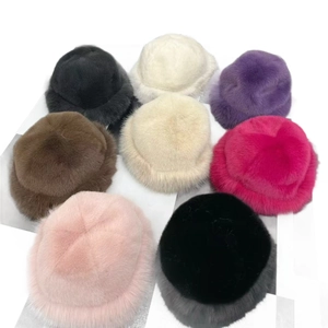 Collection of plush faux fur bucket hats in various colors for winter warmth and style