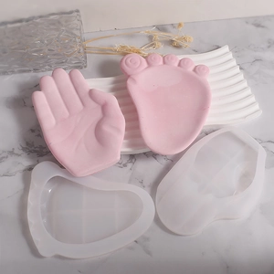 Siliconen mallenset voor baby hand- en voetdrukken voor DIY zeepschalen en gipsen ornamenten