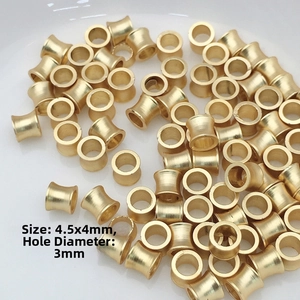 Detail of matte gold drum spacer beads with 4.5x4mm size and 3mm hole for jewelry making