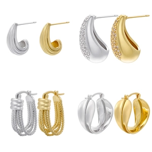 French Vintage Brass Earrings For Women Featuring Twisted Knot Waterdrop Hollow Leaf Design And Cubic Zirconia Elegant