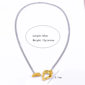 Detailed view of bicolor chain necklace with 50cm length and 12g weight specifications