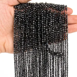 Detailed macro view of 3mm faceted metallic grey gemstone beads for DIY jewelry making