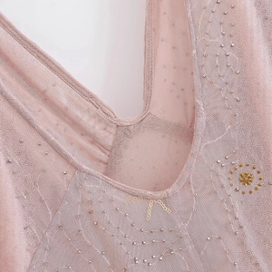 Pink sequin midi dress with intricate beadwork and mesh details for a feminine look