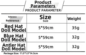 Size chart showing product parameters and dimensions for wooden Santa hanging ornaments