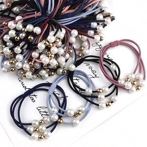 Élastiques Cheveux Élégants À Brins Multiples Avec Künstliche Perles Artificielles Et Billes Dorées Scrunchies Pour Femmes