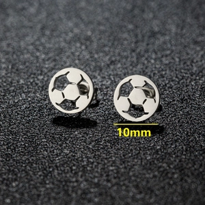 Minimalistische 10mm Fußball-Ohrstecker aus silbernem Edelstahl für Damen und Herren