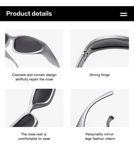 Detail view of silver sports sunglasses with ergonomic nose pads and metal hinges