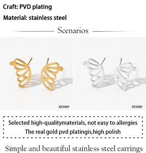 Detailed comparison of gold and silver butterfly wing earrings in high-polished stainless steel