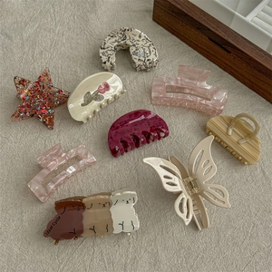 9-piece set of tulip style hair clips with cute dog and butterfly shapes in mixed colors