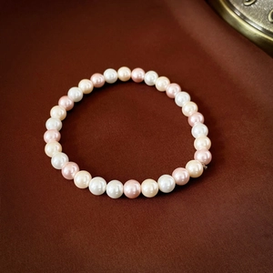 Bracelet élégant en perles multicolores avec perles roses, blanches et champagne