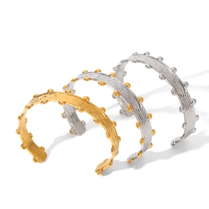 French vintage bark texture gold bean open cuff bracelets in gold, silver and mixed tones