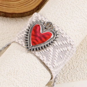 Vintage silver religious sacred heart necklace with red enamel and crown pendant