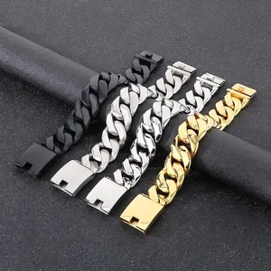 Cuban Link Chain Bracelet 316L Stainless Steel High Polished Box Clasp Hip Hop Punk Trendy Jewelry For Men