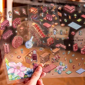 DIY 3D kaleidoscope scrapbooking stickers with vintage antique shop and floral themes