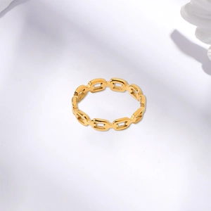 Geometrischer Kettengliedring Edelstahl 18K Vergoldet Hohles Design Minimalistisches Modeaccessoire Damen