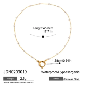 Tabella taglie dettagliata per collana da 45cm in acciaio inossidabile dorato e perla