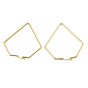 Polished gold stainless steel geometric pentagon hoop earrings with spring closure