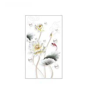 Dettaglio adesivo WC impermeabile con loto 3D e pesci koi, misura 43x23cm
