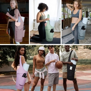 Collage de sacs de yoga imperméables colorés avec multiples poches de rangement et sangles