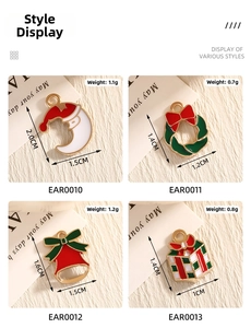 Detailed view of alloy Christmas charms showing Santa moon wreath and bell ornaments