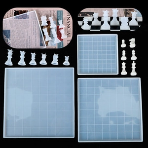 DIY chess piece silicone mold set including board and figures for resin casting
