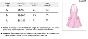 Size chart for jacquard v-neck halter dress showing S to L measurements in cm