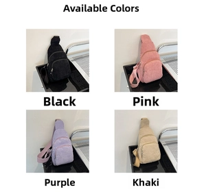 Detailansicht von vier Cord-Gürteltaschen in Schwarz, Rosa, Lila und Khaki-Farben