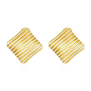 Modern 18K gold and white striped geometric diamond stud earrings in stainless steel