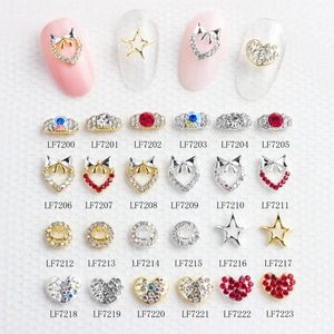 Bijoux Ongles 3D Alliage Zinc Cœur Nœud Étoile Sourire Strass Décoration Manucure DIY Étincelant