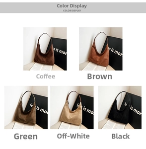 Detailed color display of large capacity suede tote bags in five stylish autumn tones