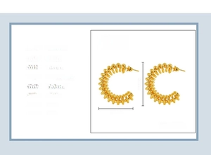 Detailed view of 18K gold plated stainless steel spiral hoop earrings showing dimensions