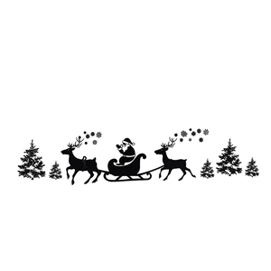 Stickers de Noël représentant le Père Noël, des rennes et des flocons en noir silhouette