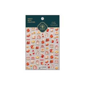 3D embossed nail stickers featuring lucky cats, red envelopes and gold ingots for New Year