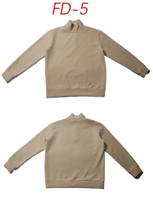 Detailed front and back view of a khaki men's quarter-zip ribbed textured sweater