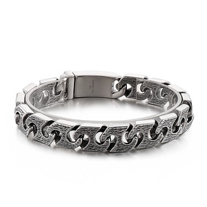 Men Bracelet 316L Stainless Steel Industrial Punk Style Retro Vintage Geometric Heavy Chain Bangle For Male Boy