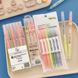Double Ended Highlighter Pen Fluorescent Marker Colorful Plastic Writing Drawing Tool Office School Stationery Student Gift