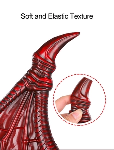Detail showing the soft and elastic texture of red and black dragon cosplay wings