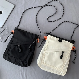 Unisex Small Crossbody Bag Waterproof Polyester Phone Pouch With Adjustable Braided Rope Strap Casual Workwear Style