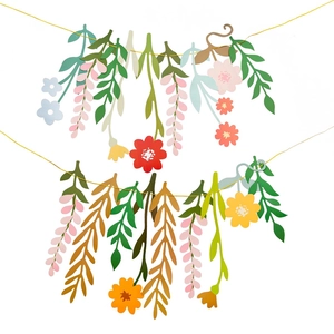 Colorful floral paper banner decoration for Spring and Mother's Day window displays