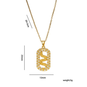 Gold plated snake necklace with clear zircon pendant measuring 25mm x 13mm