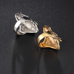 Gothic dragon head rings in silver and gold tones made of durable titanium steel for men