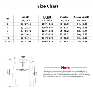 Detailed size chart for men's polar fleece jacket with measurements from S to 3XL