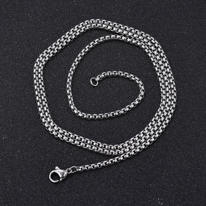 Collier chaîne à billes en acier inoxydable argenté poli avec fermoir mousqueton noir